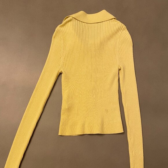 Sandro Paris Butter Yellow Ribbed Sweater - Picture 5 of 6